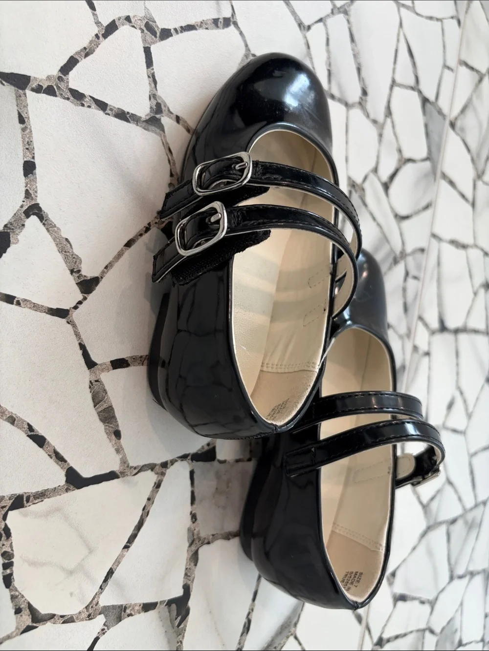 GAP Black Patent Double-Strap Mary Jane Shoes